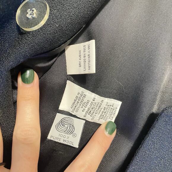 Vintage Rena Rowan for Saville Black 100% Wool Blazer Jacket 8 Button Size 14 - Picture 7 of 10